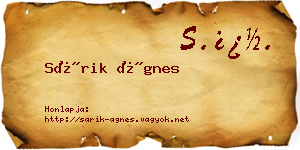 Sárik Ágnes névjegykártya